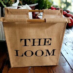 Earthbags Burlap Hand Bag Earth Eco Friendly Jute Wood Handles TOTE #2